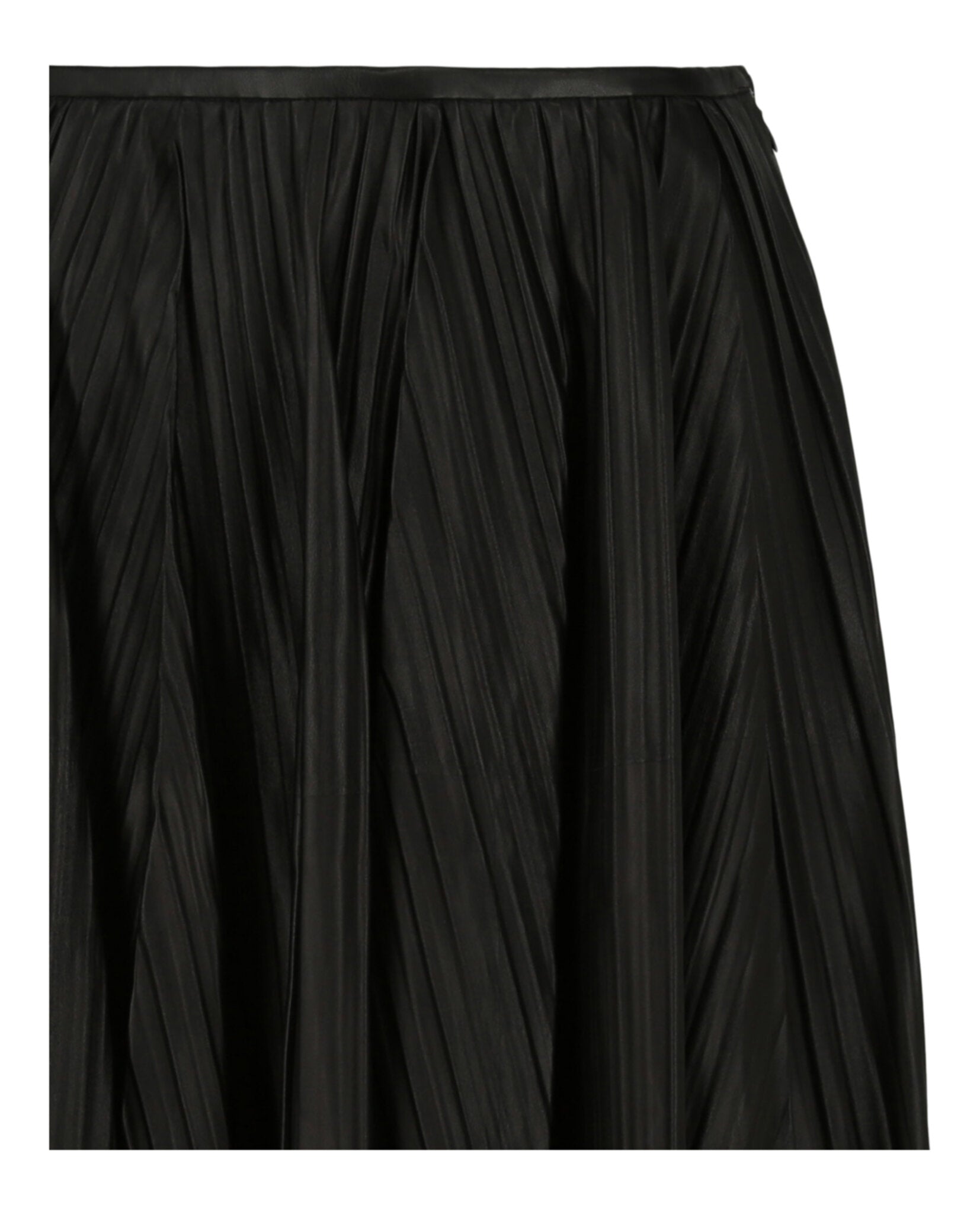 Ferragamo Womens Leather Pleated Midi Skirt