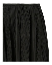 Ferragamo Womens Leather Pleated Midi Skirt