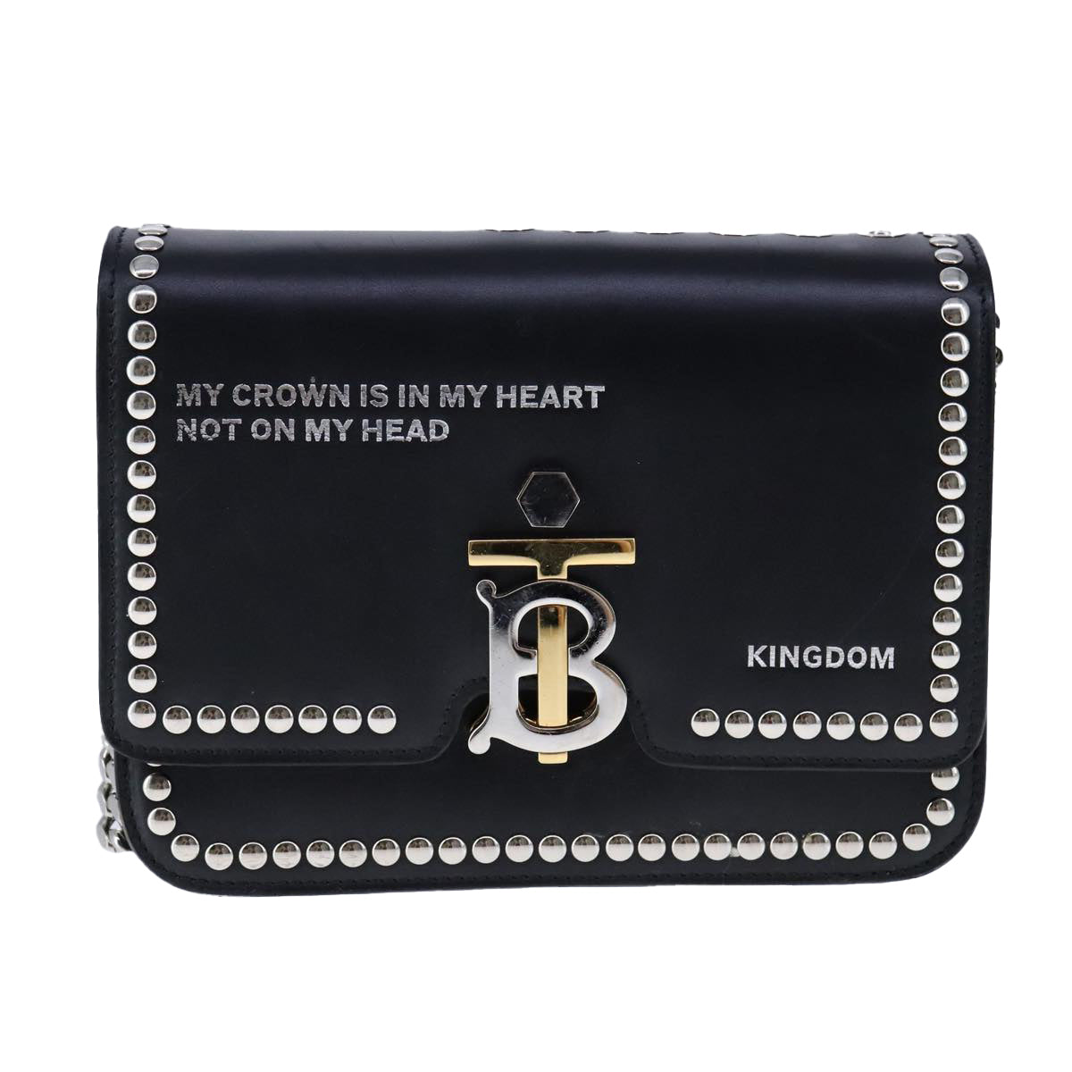 Burberry Tb Black Leather Shoulder Bag (Pre-Owned)