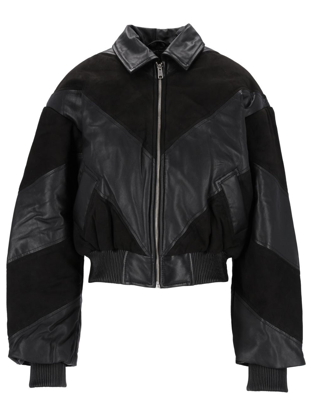 Rotate Rotate Women Cropped Leather Bomber Jacket