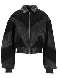 Rotate Rotate Women Cropped Leather Bomber Jacket