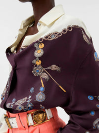 Versace Women Printed Silk Twill Shirt Stolen Jewels Print