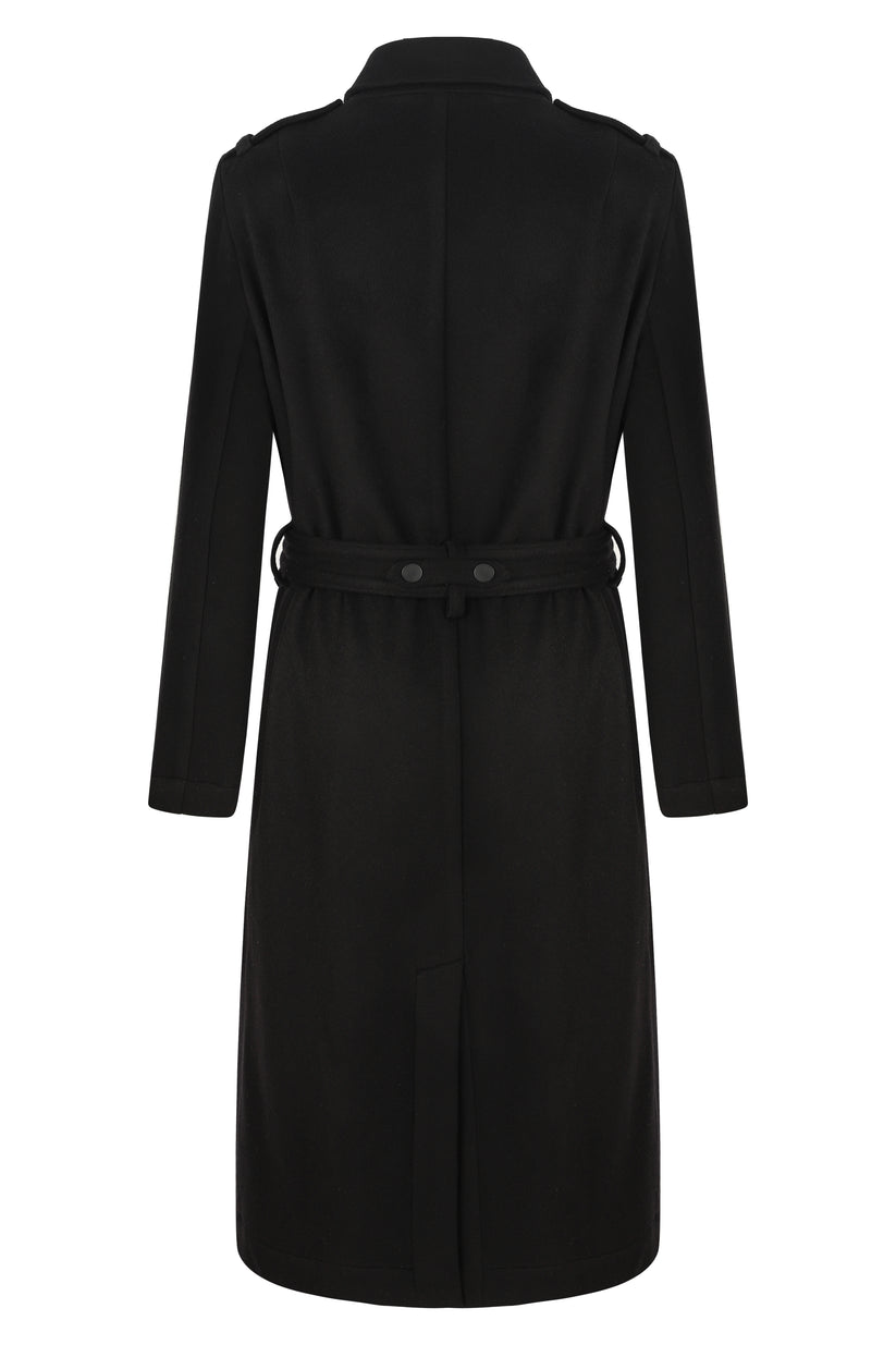 Black Wool Trench Coat Regular 12 (L) Black