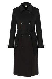 Black Wool Trench Coat Regular 8 (M) Black