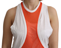 Dsquared² Orange White Crewneck Sleeveless Tank T-shirt Dress Women's Top