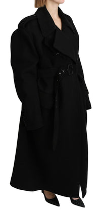 Dolce & Gabbana Dolce & Gabbana Virgin Wool Black Blazer Trenchcoat Women's Jacket
