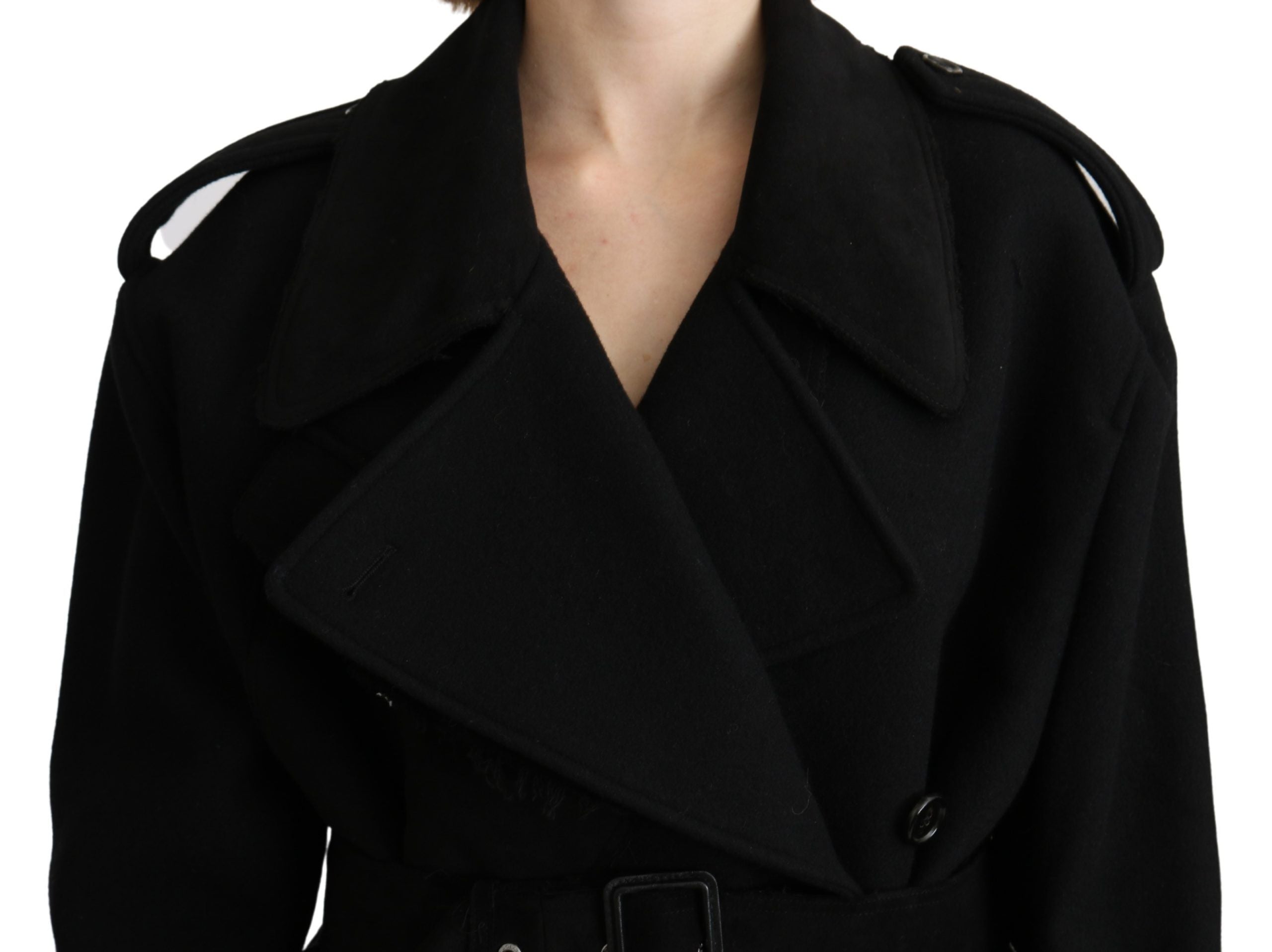 Dolce & Gabbana Dolce & Gabbana Virgin Wool Black Blazer Trenchcoat Women's Jacket