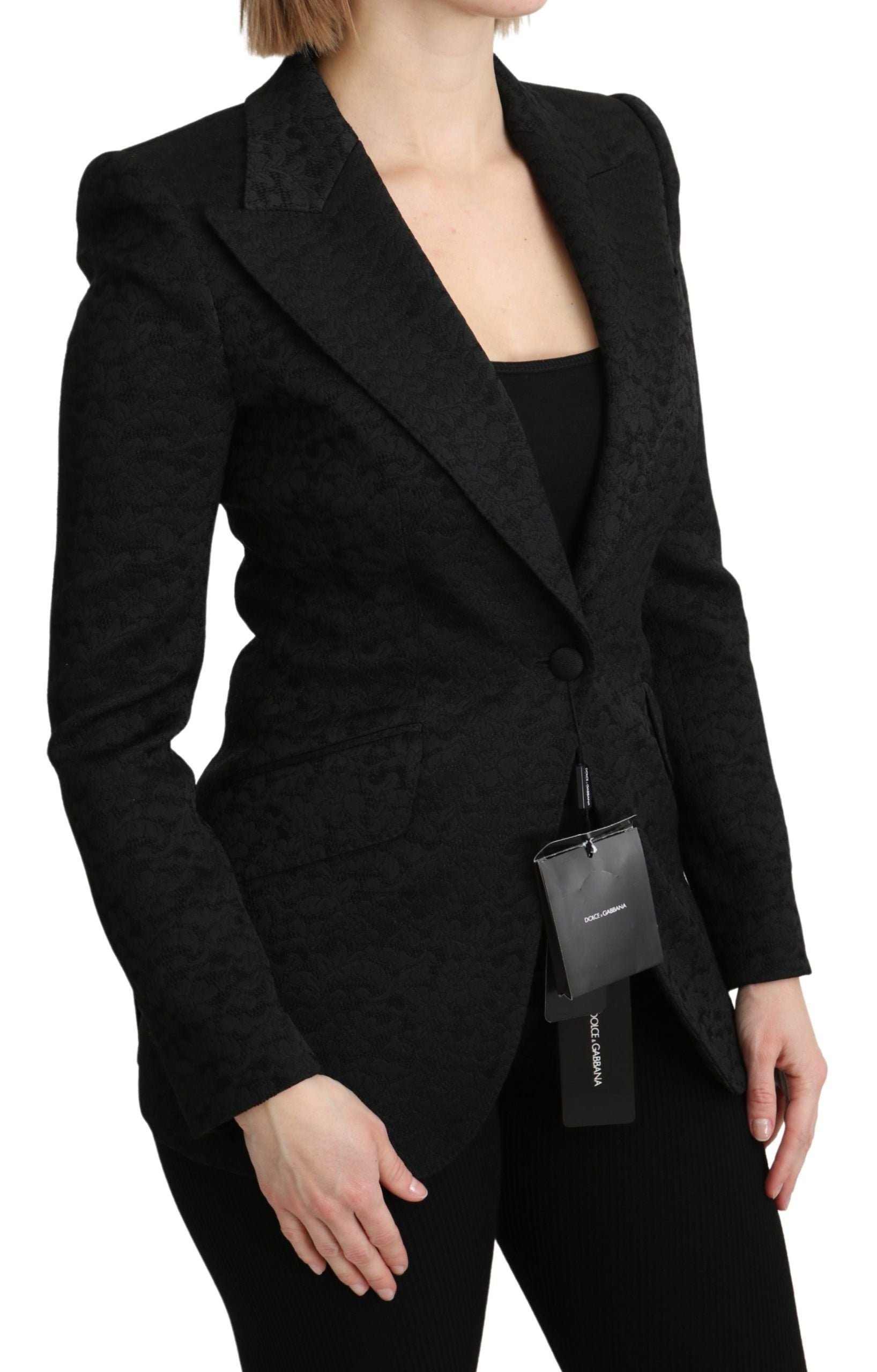 Dolce & Gabbana Dolce & Gabbana Black Brocade Single Breasted Blazer Women's Jacket