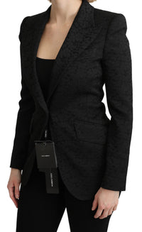 Dolce & Gabbana Dolce & Gabbana Black Brocade Single Breasted Blazer Women's Jacket