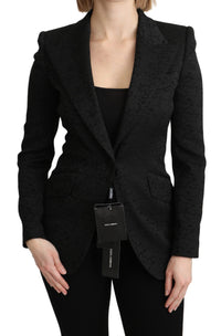 Dolce & Gabbana Dolce & Gabbana Black Brocade Single Breasted Blazer Women's Jacket