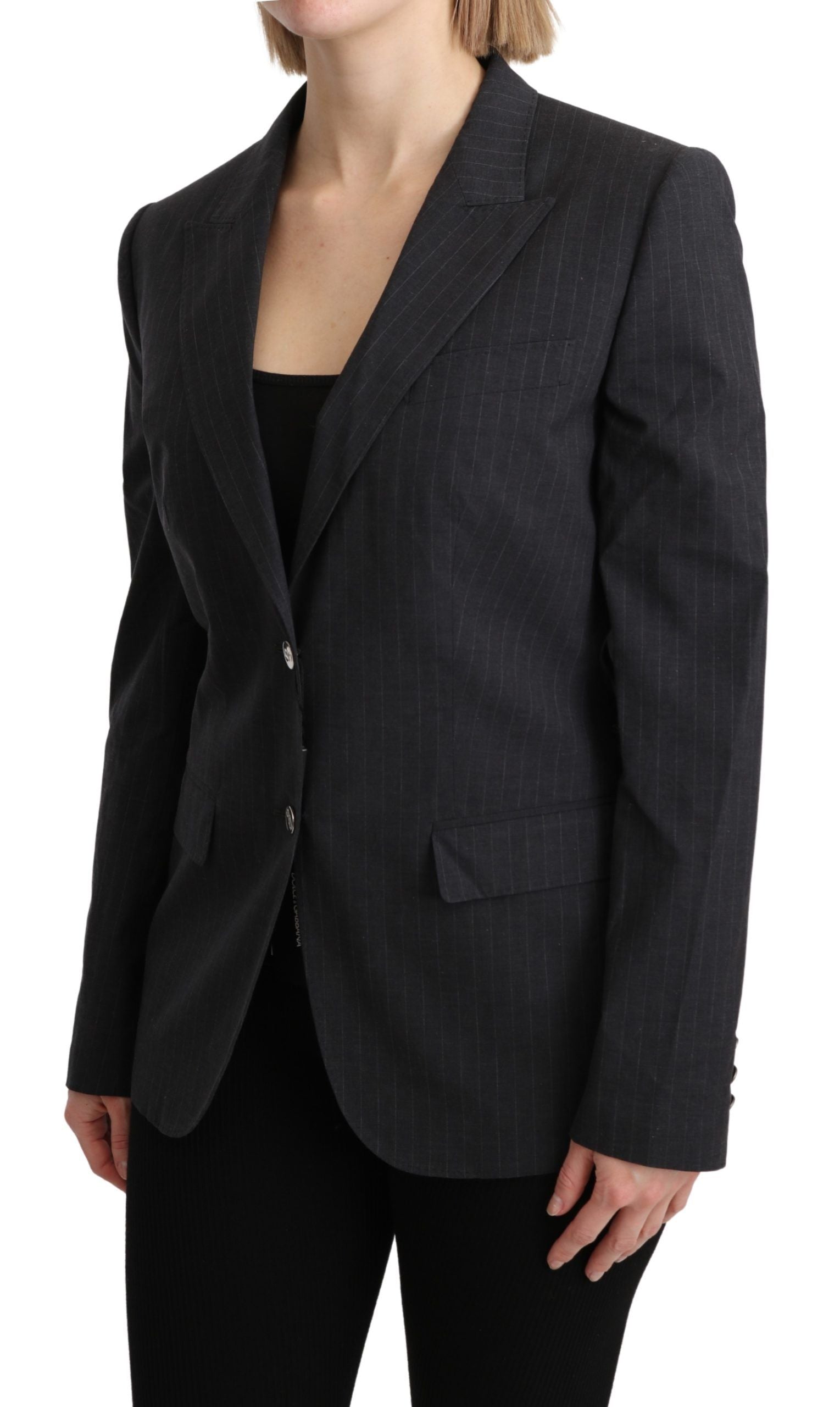 Dolce & Gabbana Dolce & Gabbana Gray Single Breasted Blazer Cotton Women's Jacket
