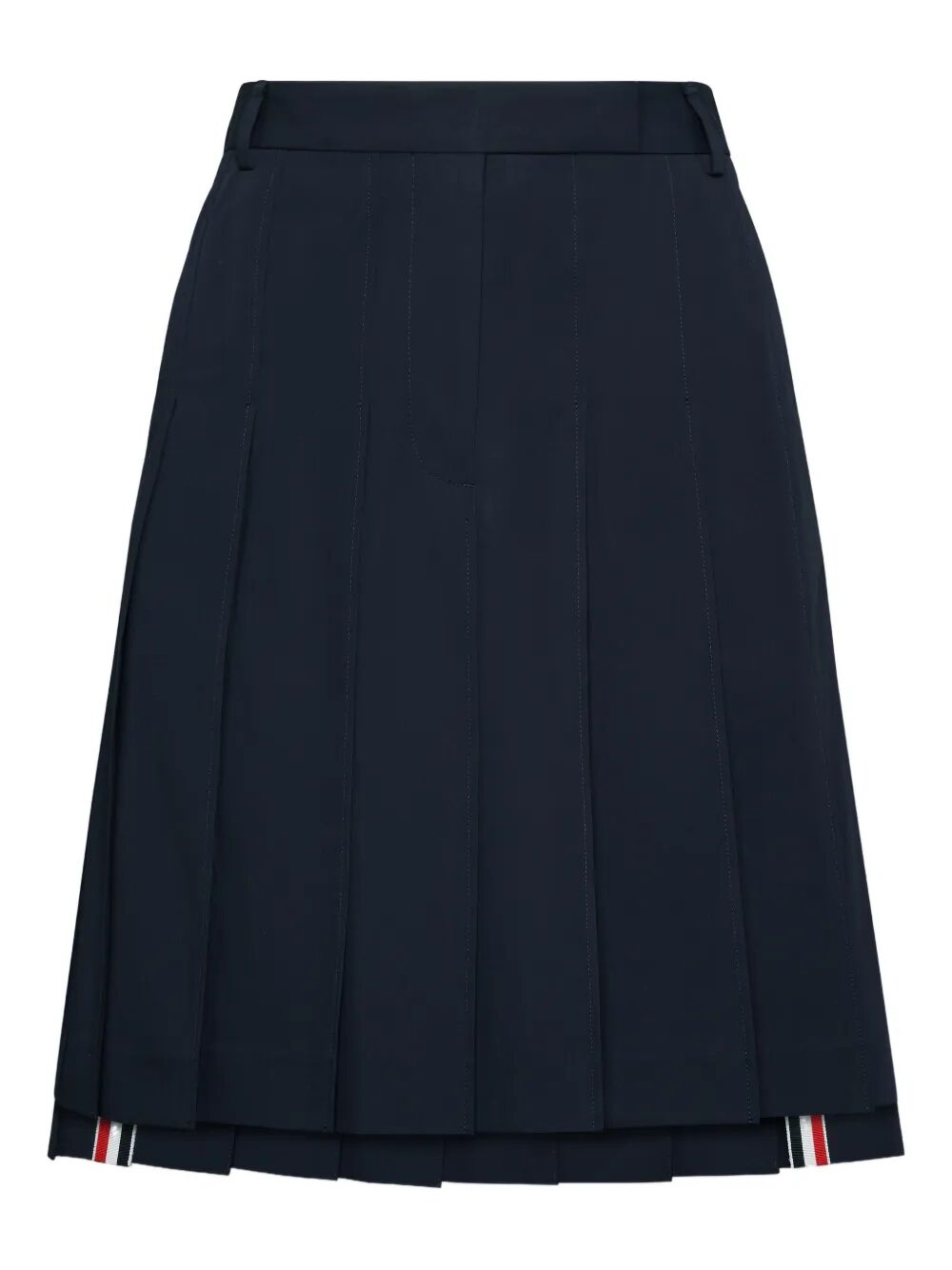 THOM BROWNE Pleated Wool Midi Skirt Women