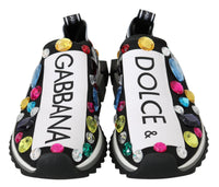 Dolce & Gabbana Black Multicolor Crystal Sneakers Women's Shoes