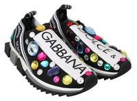 Dolce & Gabbana Black Multicolor Crystal Sneakers Women's Shoes