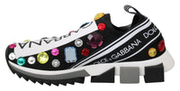 Dolce & Gabbana Black Multicolor Crystal Sneakers Women's Shoes