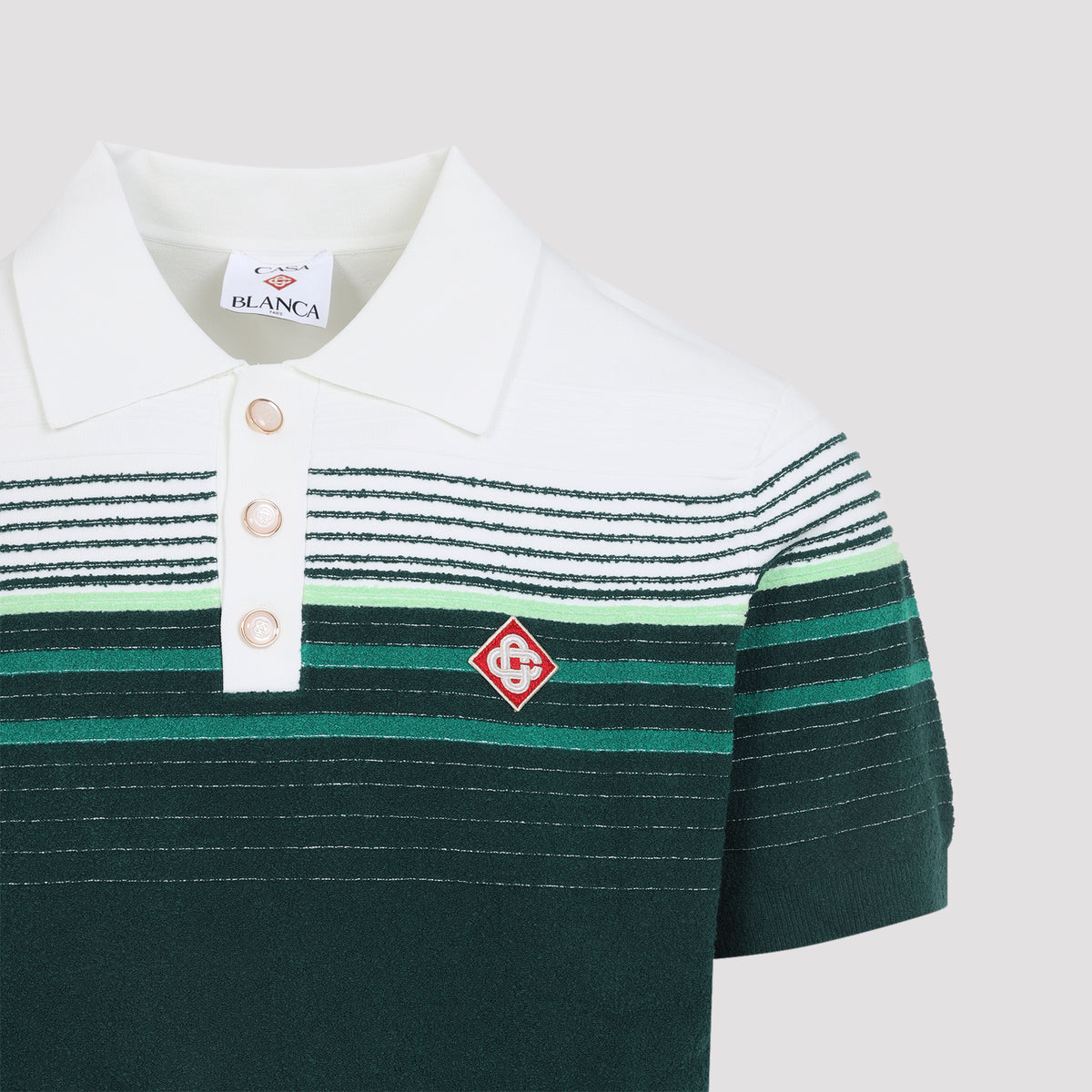 Casablanca Boucle Stripe Knitted Polo Men