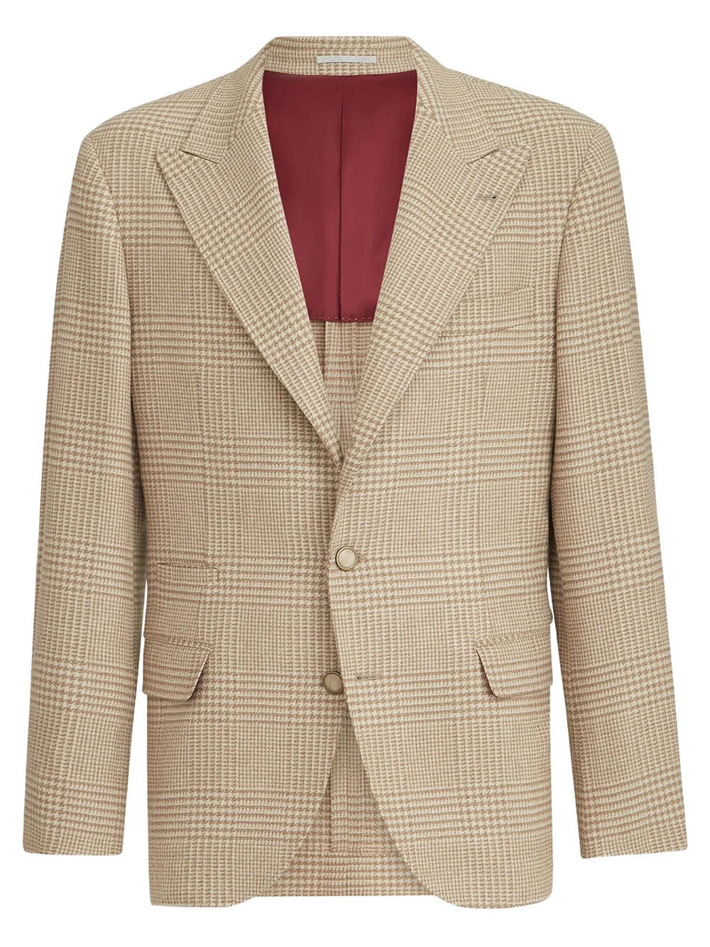 Brunello Cucinelli Men Cashmere Blend Checked Single-Breasted Blazer
