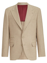 Brunello Cucinelli Men Cashmere Blend Checked Single-Breasted Blazer