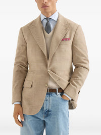 Brunello Cucinelli Men Cashmere Blend Checked Single-Breasted Blazer