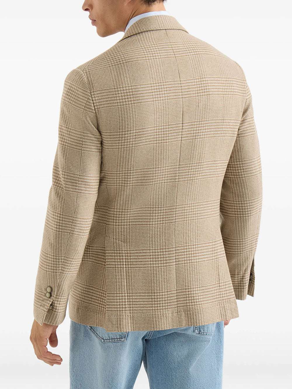 Brunello Cucinelli Men Cashmere Blend Checked Single-Breasted Blazer