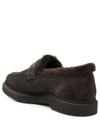 BRUNELLO CUCINELLI Suede Penny Loafers With Shearling Lining And Precious Insert Women