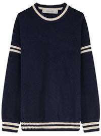 GOLDEN GOOSE Golden Goose Men Maglione Boxy Da Uomo In Cotone Blu Scuro Con Ricamo