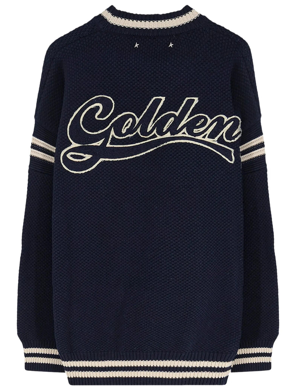 GOLDEN GOOSE Maglione Boxy Da Uomo In Cotone Blu Scuro Con Ricamo Women
