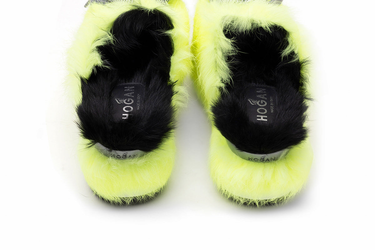Hogan Fur-Trimmed Lace-Up Slip-On Sneakers