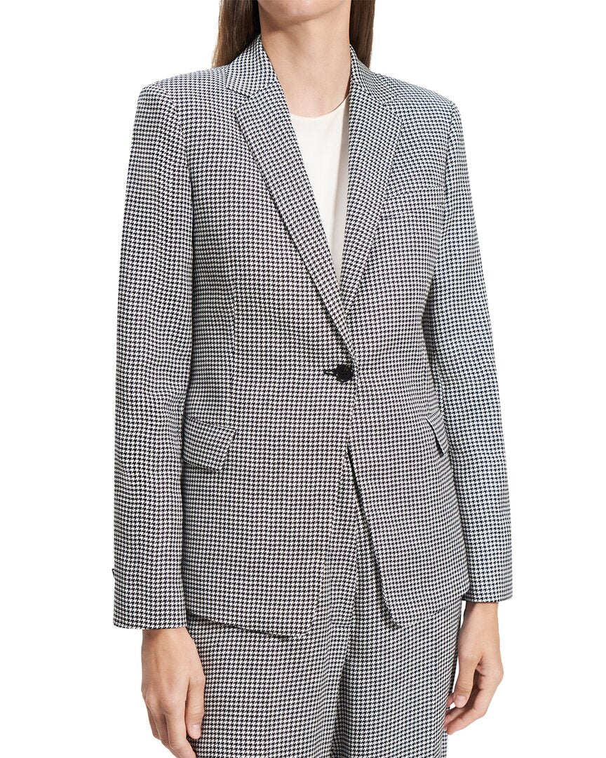 Theory Slim Fit Linen-Blend Blazer Black