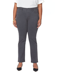 Nydj Plus Marilyn Vintage Pewter Straight Leg Jean Blue 28" Waist