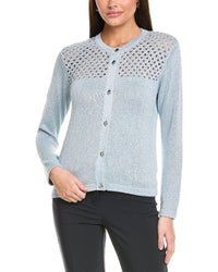 St. John Sparkle Crochet Cardigan Blue