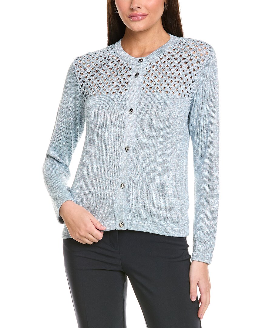 St. John Sparkle Crochet Cardigan Blue