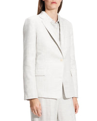 Theory Slim Fit Linen-Blend Blazer Grey