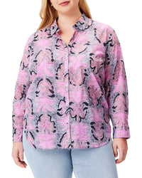 Nic+Zoe Plus Petal Patch Boyfriend Shirt