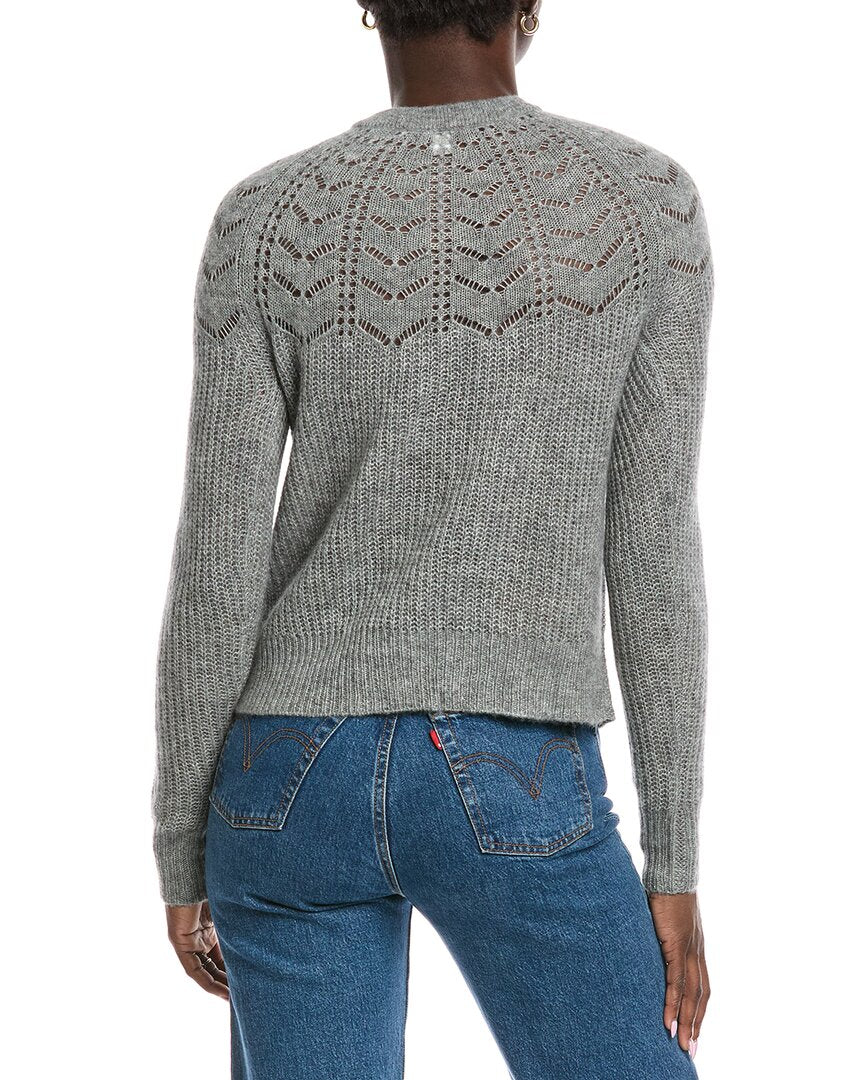 Autumn Cashmere Scalloped Pointelle Yoke Cashmere & Silk-Blend Sweater