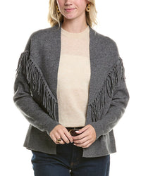 Meir Fringe Wool & Cashmere-Blend Cardigan Grey Multi