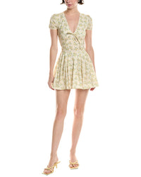 Abbey Pleated Mini Dress Yellow