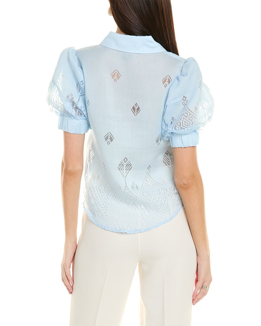 Gracia Sheer Graphic Puff Sleeve Shirt