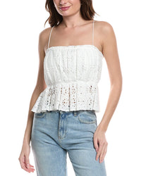 Rebecca Taylor Geo Eyelet Pleated Tank White