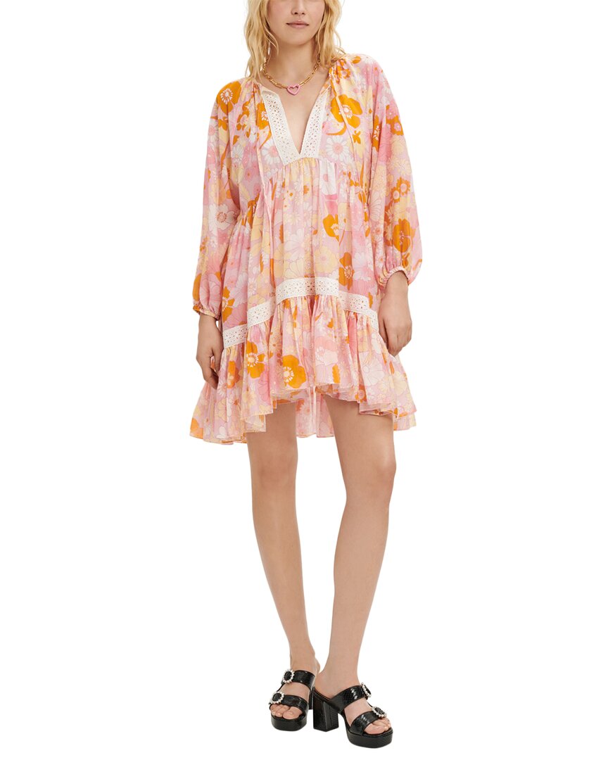 Maje Linen-Blend Woven Dress 34 Pink