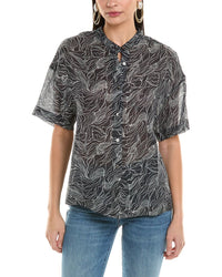 Alpha Studio Semi-Sheer Top Black