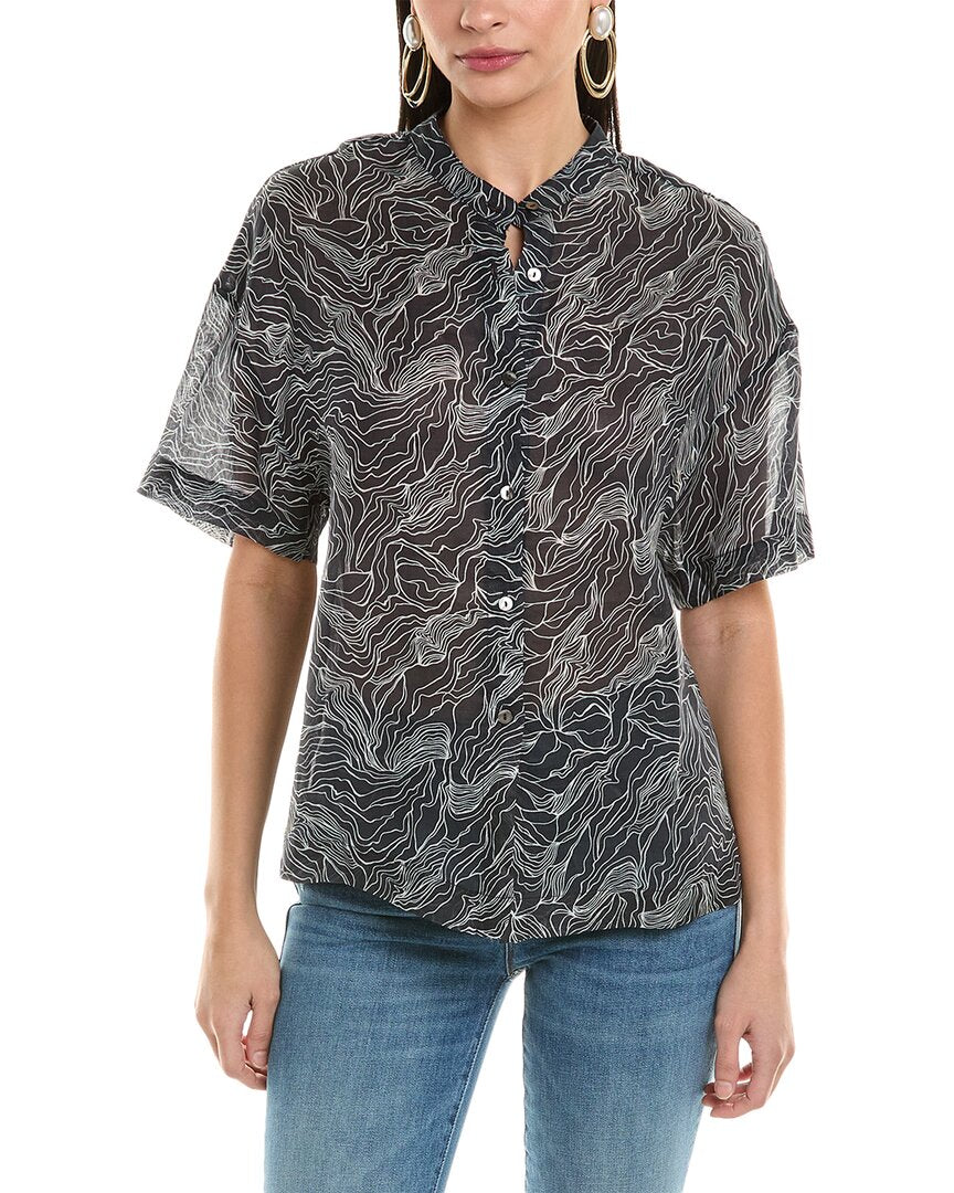 Alpha Studio Semi-Sheer Top Black