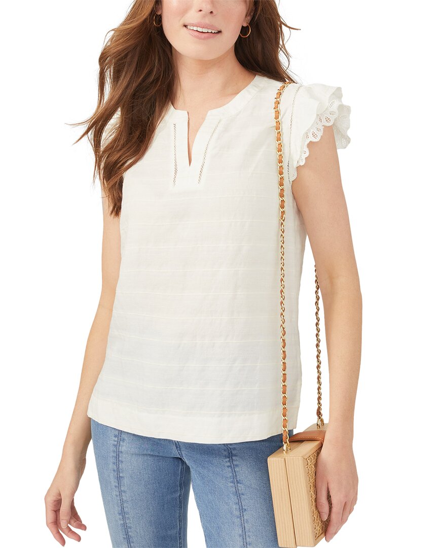 J.Mclaughlin Cailin Linen-Blend Blouse Regular 16 (XL) Ecru