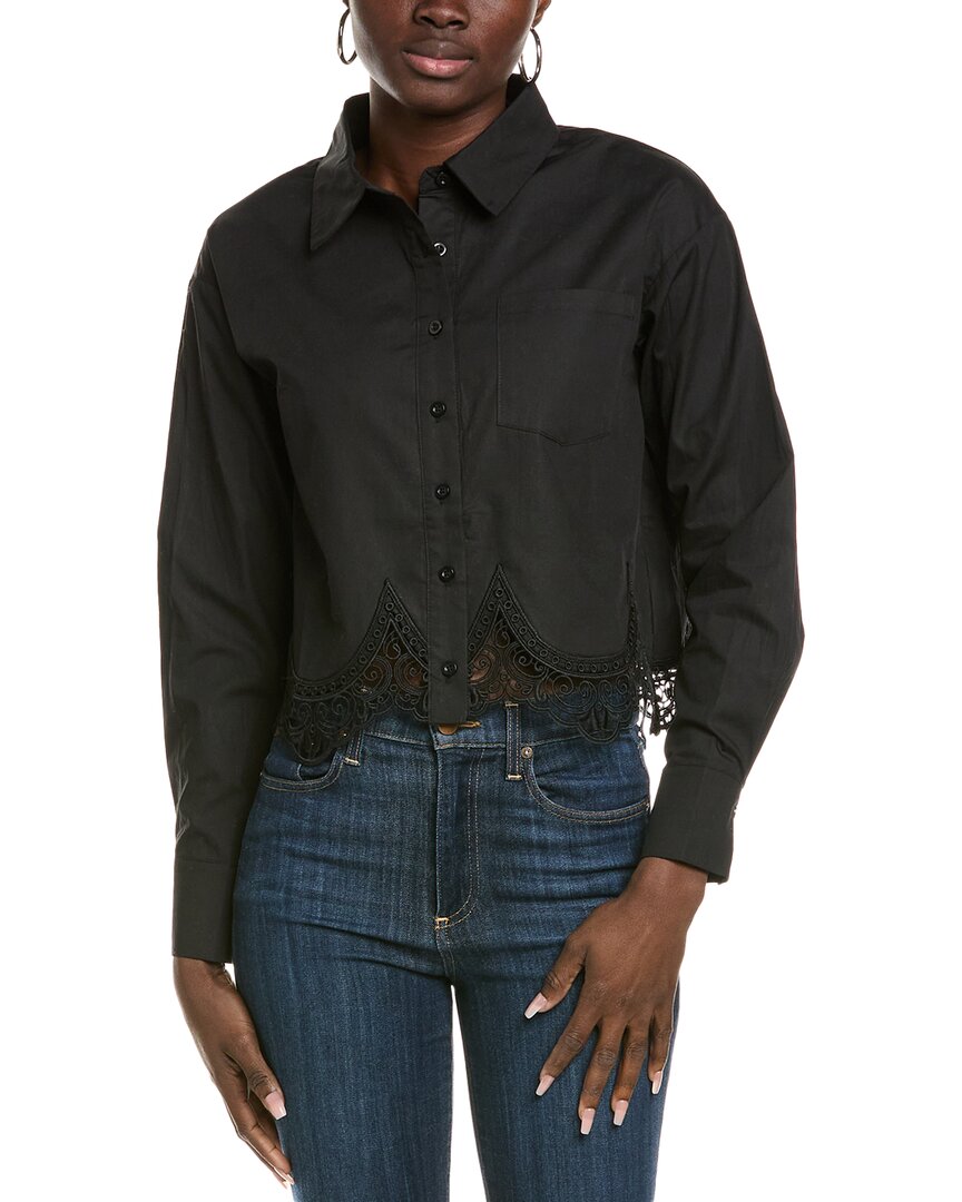 Gracia Gracia Lace Hem Button-Down Shirt