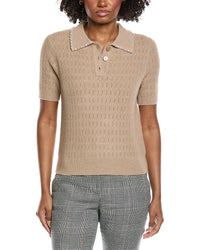 Elie Tahari Collar Rib Cashmere Polo Sweater