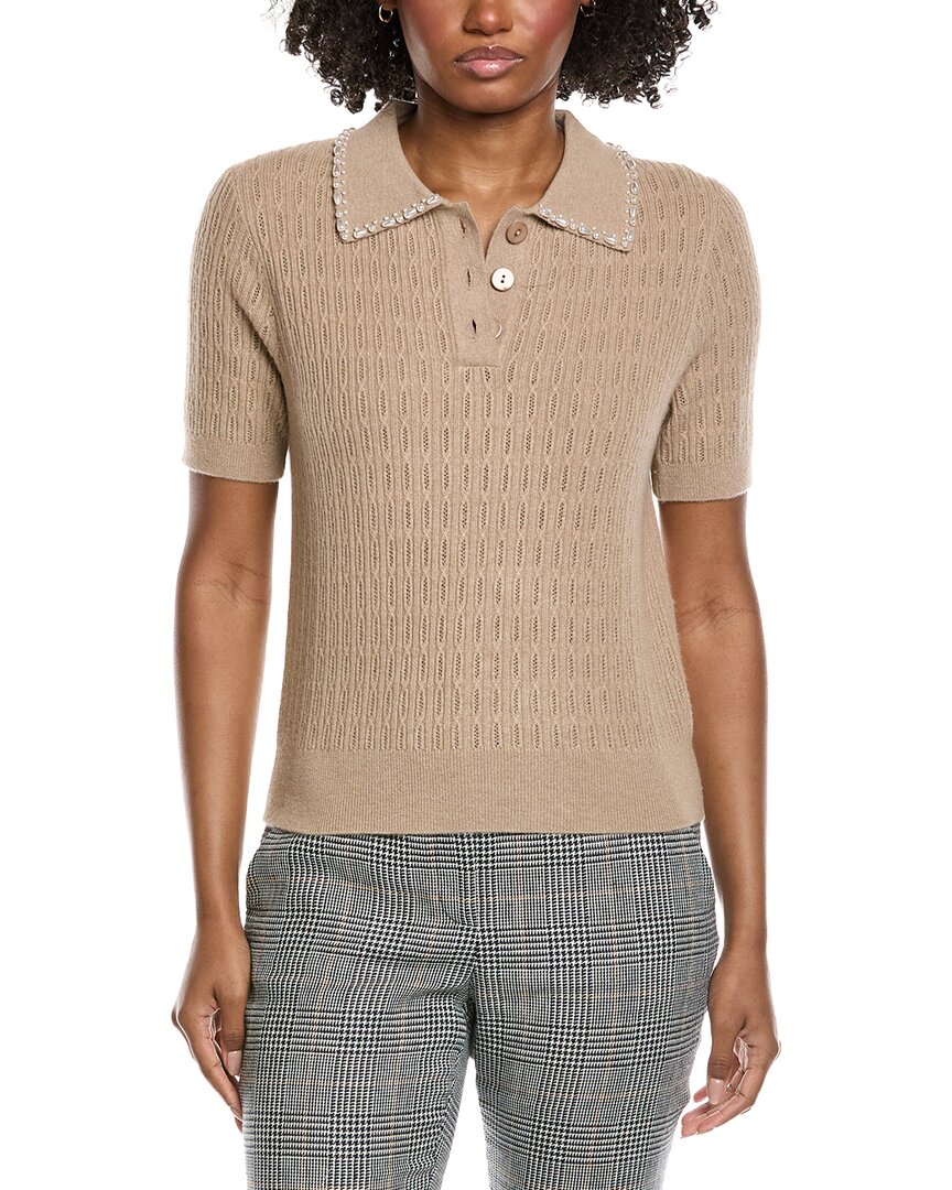 Elie Tahari Collar Rib Cashmere Polo Sweater