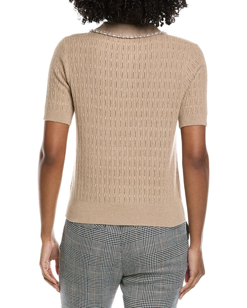 Elie Tahari Collar Rib Cashmere Polo Sweater
