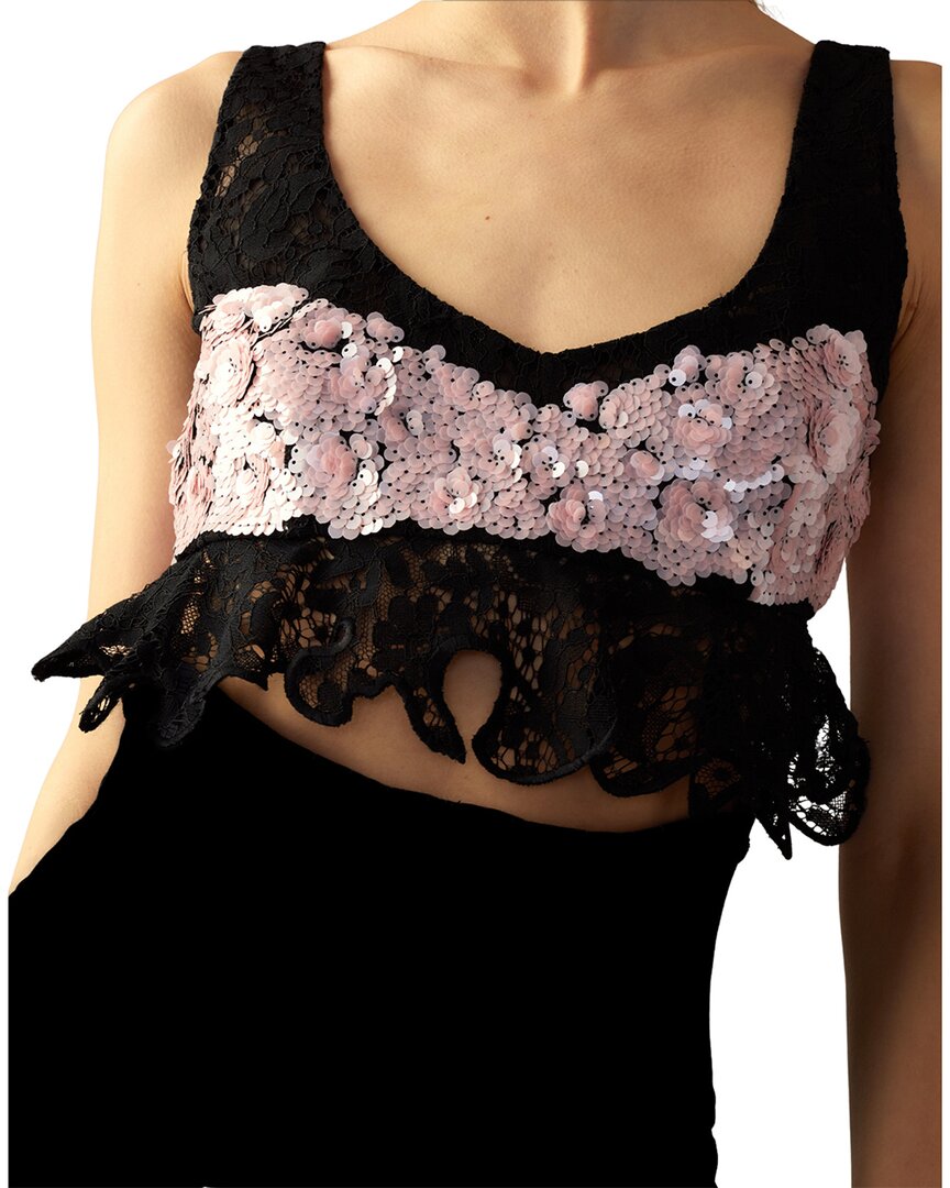 Cynthia Rowley The Cosmo Sequin Knit Top Black