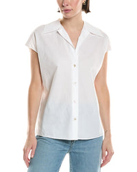 Vince Shaped Collar Cap Sleeve Blouse White