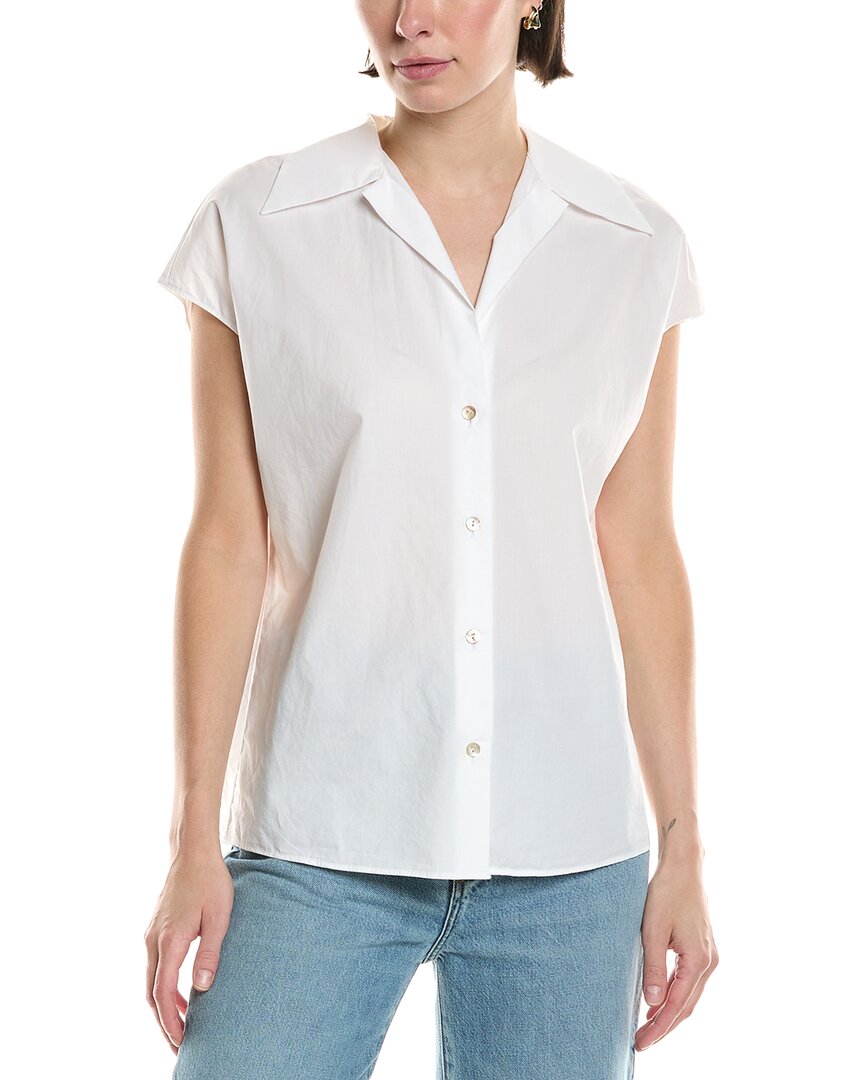 Vince Shaped Collar Cap Sleeve Blouse White